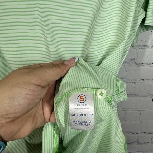 Taylor Stitch Polo Shirt Men Small Green Striped Performance Stretch Preppy Golf - Picture 6 of 11